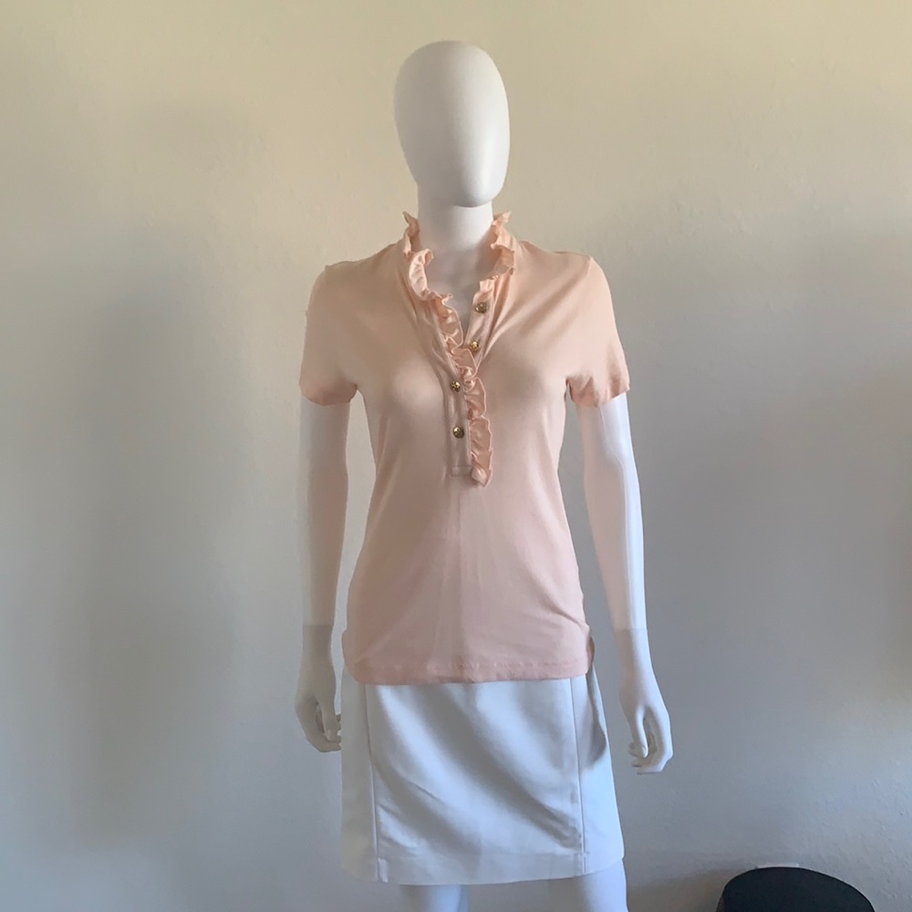 NWT Tory Burch Emily Ruffled Polo, size S